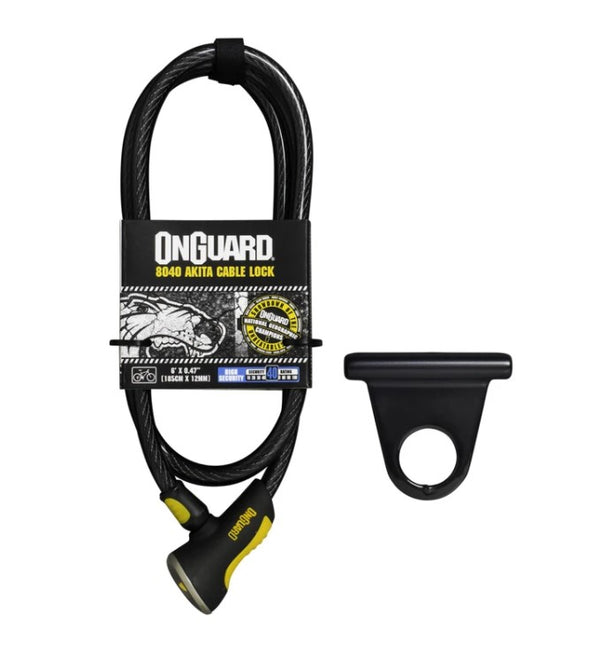 The Cable Anchor for your trunk comes with a sturdy OnGuard 8040 Akita cable lock. The plastic-coated cable is 12mm thick and 6' long. The cable lock comes with 5 keys (because you're going to lose a couple; you always do).